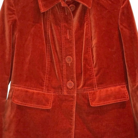JONES NEW YORK Jacket Petite Burnt Orange Stretch Velour Blazer  Petite Small - Picture 3 of 9